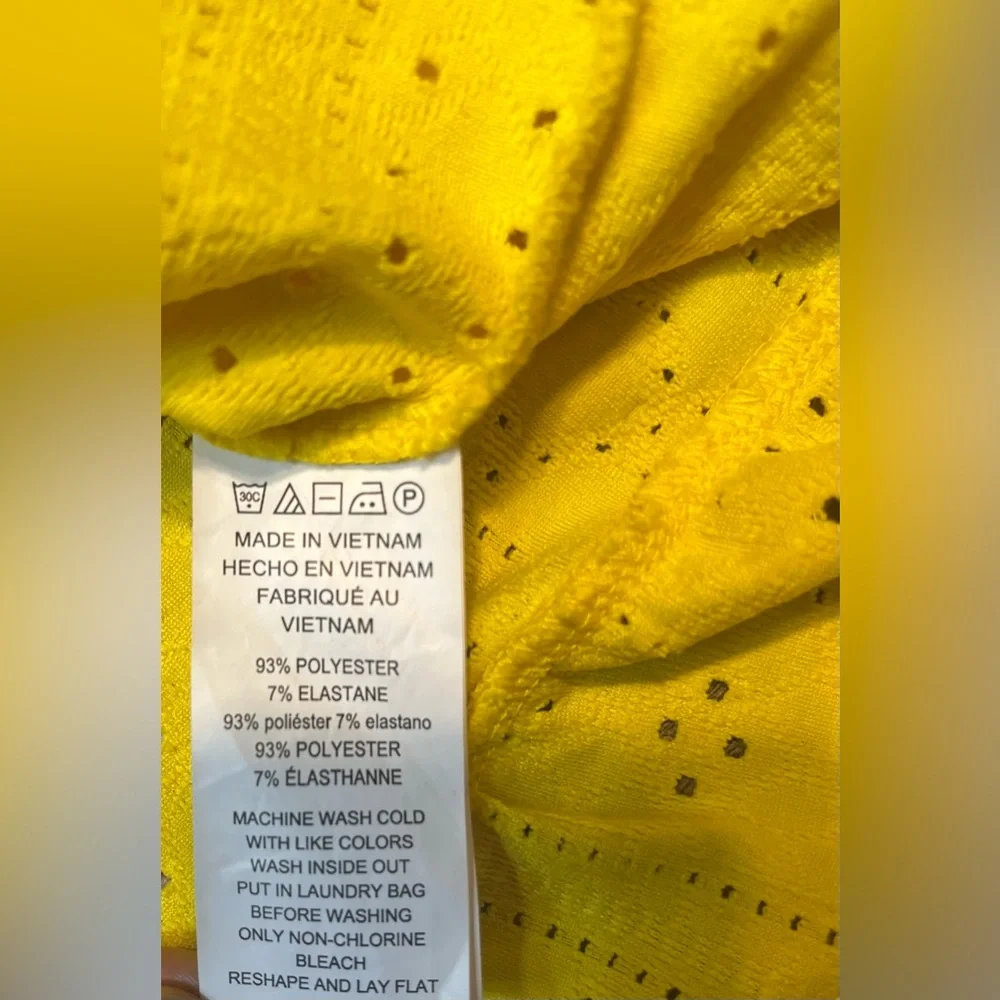 Michael Kors Vibrant Yellow Eyelet Tops Women Size Small - Picture 9 of 10